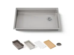 32" undermount single-bowl workstation kitchen sink