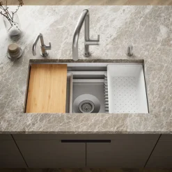33" undermount single-bowl workstation kitchen sink