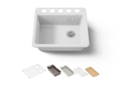 25" undermount single-bowl workstation kitchen sink