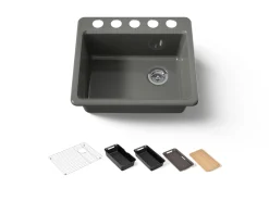25" undermount single-bowl workstation kitchen sink