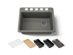 27" undermount single-bowl workstation kitchen sink