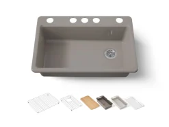 33" undermount single-bowl workstation kitchen sink