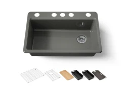 33" undermount single-bowl workstation kitchen sink