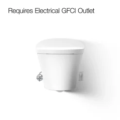 Wall-hung compact elongated smart toilet bowl, dual-flush