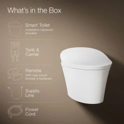Wall-hung compact elongated smart toilet bowl, dual-flush