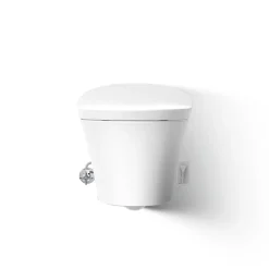 Wall-hung compact elongated smart toilet bowl, dual-flush