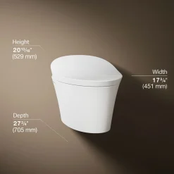 Wall-hung compact elongated smart toilet bowl, dual-flush