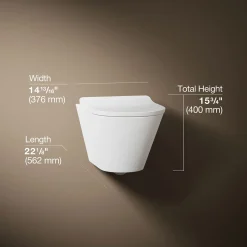 Wall-hung round-front toilet, dual-flush