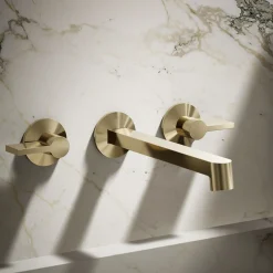 Wall-mount bathroom sink faucet spout with Row design, 1.2 gpm