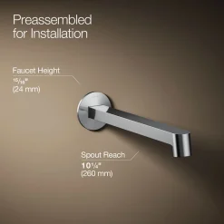 Wall-mount bathroom sink faucet spout with Row design, 1.2 gpm