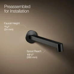 Wall-mount bathroom sink faucet spout with Row design, 1.2 gpm