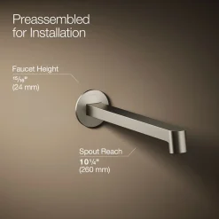 Wall-mount bathroom sink faucet spout with Row design, 1.2 gpm