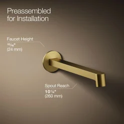 Wall-mount bathroom sink faucet spout with Row design, 1.2 gpm