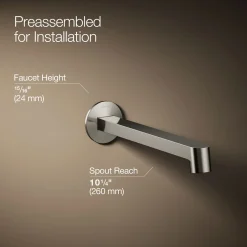 Wall-mount bathroom sink faucet spout with Row design, 1.2 gpm