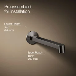 Wall-mount bathroom sink faucet spout with Row design, 1.2 gpm