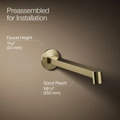 Wall-mount bathroom sink faucet spout with Row design, 1.2 gpm