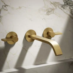Wall-mount bathroom sink faucet spout with Ribbon design, 1.2 gpm