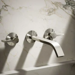 Wall-mount bathroom sink faucet spout with Ribbon design, 1.2 gpm