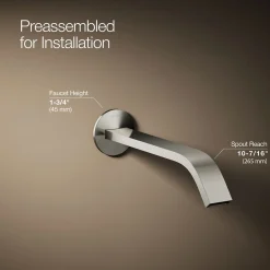 Wall-mount bathroom sink faucet spout with Ribbon design, 1.2 gpm