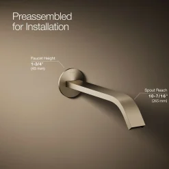 Wall-mount bathroom sink faucet spout with Ribbon design, 1.2 gpm