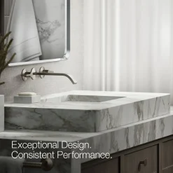 Wall-mount bathroom sink faucet spout with Ribbon design, 1.2 gpm