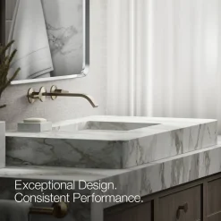 Wall-mount bathroom sink faucet spout with Ribbon design, 1.2 gpm