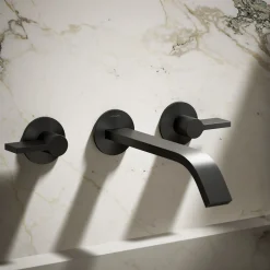 Wall-mount bathroom sink faucet spout with Ribbon design, 1.2 gpm