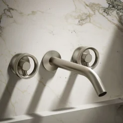 Wall-mount bathroom sink faucet Industrial handle trim