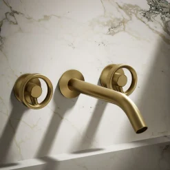 Wall-mount bathroom sink faucet Industrial handle trim