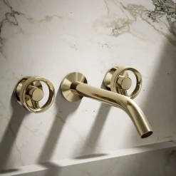 Wall-mount bathroom sink faucet Industrial handle trim