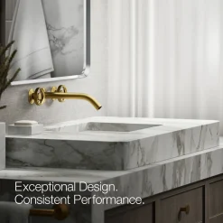 Wall-mount bathroom sink faucet Industrial handle trim