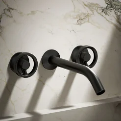 Wall-mount bathroom sink faucet Industrial handle trim