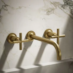 Wall-mount bathroom sink faucet trim with Cross handles, 1.2 gpm