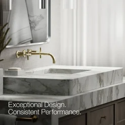 Wall-mount bathroom sink faucet trim with Cross handles, 1.2 gpm