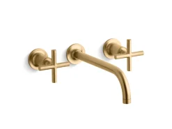 Wall-mount bathroom sink faucet trim with Cross handles, 1.2 gpm