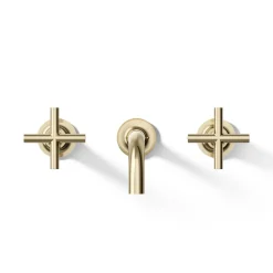 Wall-mount bathroom sink faucet trim with Cross handles, 1.2 gpm