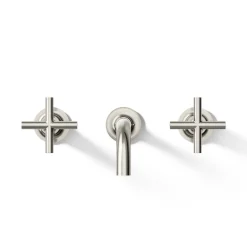 Wall-mount bathroom sink faucet trim with Cross handles, 1.2 gpm