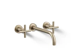 Wall-mount bathroom sink faucet trim with Cross handles, 1.2 gpm