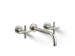 Wall-mount bathroom sink faucet trim with Cross handles, 1.2 gpm