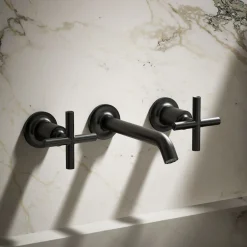 Wall-mount bathroom sink faucet trim with Cross handles, 1.2 gpm