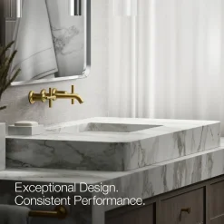Wall-mount bathroom sink faucet trim with Cross handles, 1.2 gpm