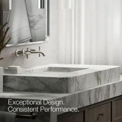 Wall-mount bathroom sink faucet trim with Cross handles, 1.2 gpm