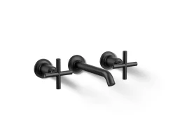 Wall-mount bathroom sink faucet trim with Cross handles, 1.2 gpm