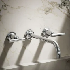 Wall-mount bathroom sink faucet trim with Lever handles, 1.2 gpm