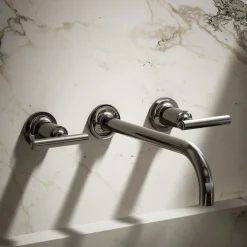Wall-mount bathroom sink faucet trim with Lever handles, 1.2 gpm