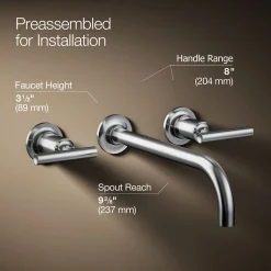 Wall-mount bathroom sink faucet trim with Lever handles, 1.2 gpm