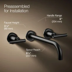 Wall-mount bathroom sink faucet trim with Lever handles, 1.2 gpm