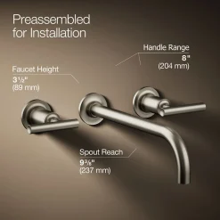 Wall-mount bathroom sink faucet trim with Lever handles, 1.2 gpm
