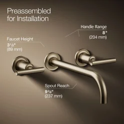 Wall-mount bathroom sink faucet trim with Lever handles, 1.2 gpm
