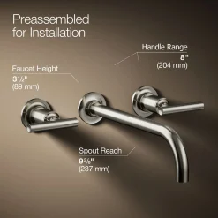 Wall-mount bathroom sink faucet trim with Lever handles, 1.2 gpm